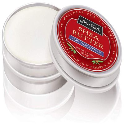 Bon Vital' 100% Pure African Shea Butter, Repair Dry & Damaged Skin, Moisturizer to Reduce Appearance of Stretch Marks, Add Essential Oils for a Custom Skin Repair Cream, 1.25 Ounce Tin