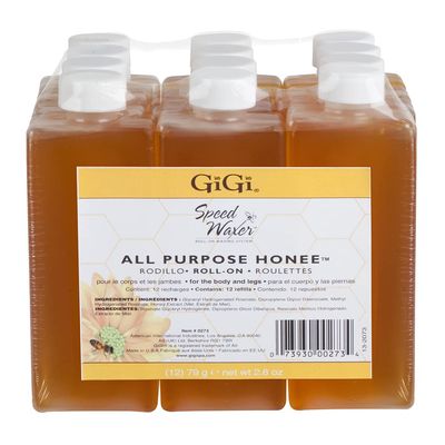 GiGi All Purpose Honee Roll-On Hair Removal Wax, Easy and Quick, Soft Wax Refill, 2.8 oz., Pack of 12