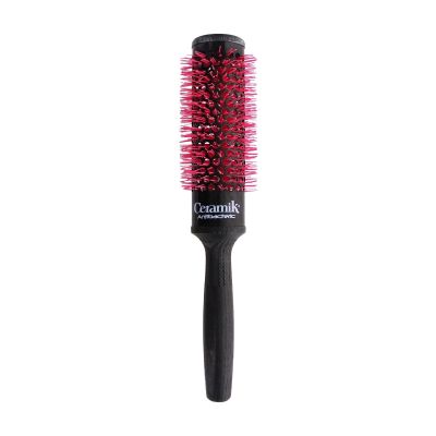 TEK Ceramik Oxy Professional Round Brush with Oxygen-Treated Ceramic Barrel and Wooden Handle Ideal for Styling Long Hair 1.42 Inch Diameter For Salon Professionals