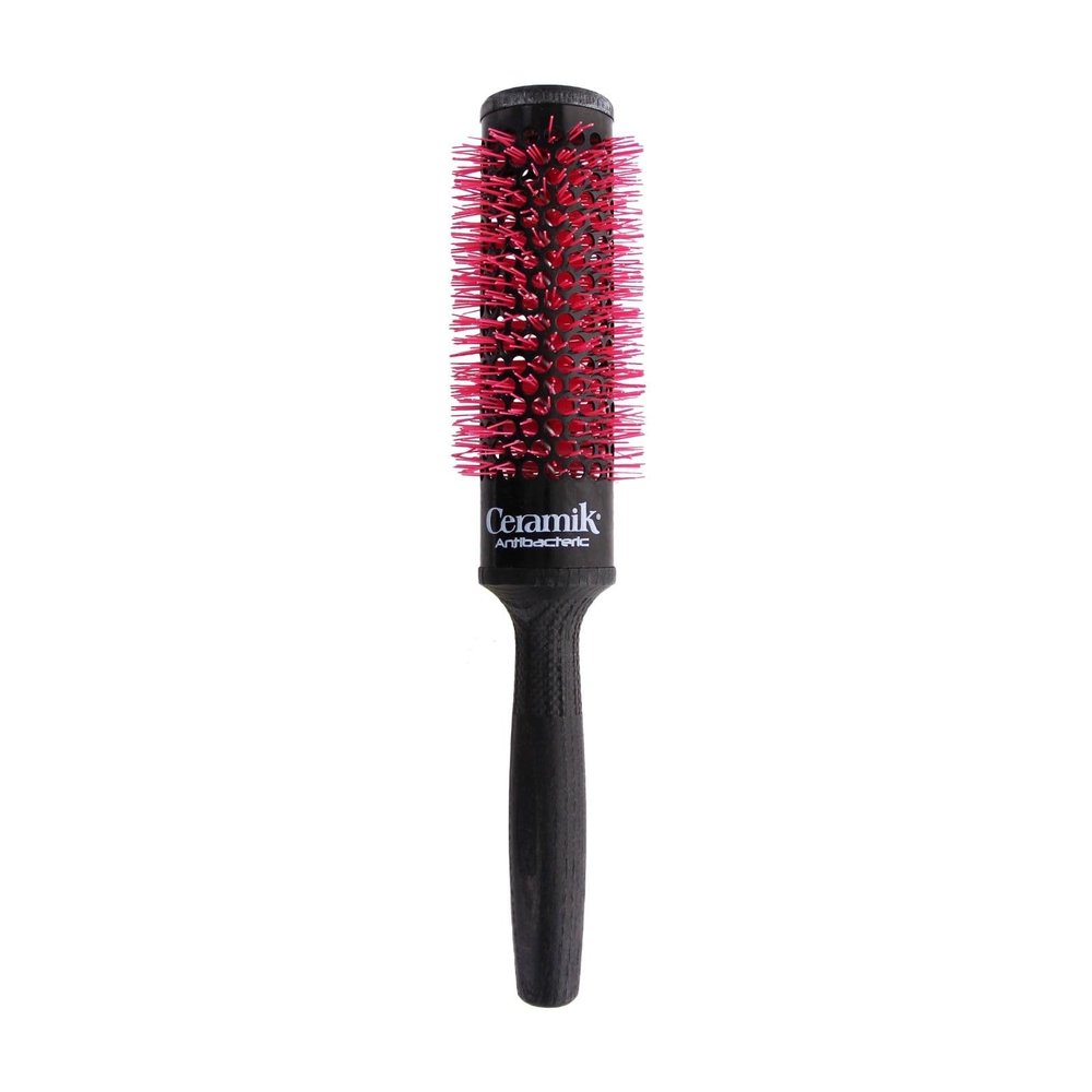 TEK Ceramik Oxy Professional Round Brush with Oxygen-Treated Ceramic Barrel and Wooden Handle Ideal for Styling Long Hair 1.42 Inch Diameter For Salon Professionals