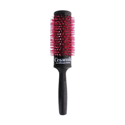 TEK Ceramik Oxy Professional Round Brush with Oxygen-Treated Ceramic Barrel and Wooden Handle Ideal for Styling Very Long Hair 1.65 Inch Diameter For Salon Professionals