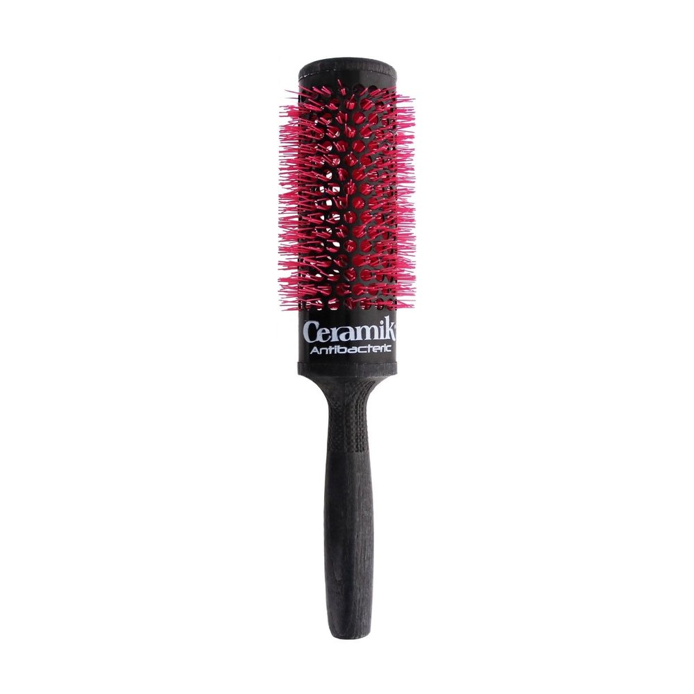 TEK Ceramik Oxy Professional Round Brush with Oxygen-Treated Ceramic Barrel and Wooden Handle Ideal for Styling Very Long Hair 1.65 Inch Diameter For Salon Professionals