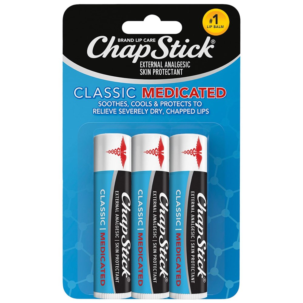 ChapStick Lip Balm, Classic Medicated 3-Pack, 0.15 Oz Ea
