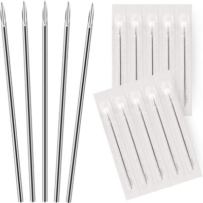 BodyJ4You 10PC Piercing Needles Surgical Steel 13G Ear Nose Belly Tongue Nipple Eyebrow Labret