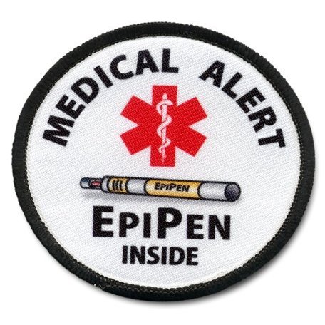 Creative Clam Epipen Inside Medical Alert Symbol 2.5 Inch Black Rim Sew-on Patch