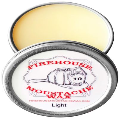 Firehouse Moustache Wax - Made in USA - Light Hold Mustache & Beard Wax - All-Weather, Naturally Scented and Colored (LIGHT, 1 Ounce Tin) - Handmade in Small Batches by John the Fireman