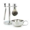 Bey-Berk Chrome Shaving Set, 4-Piece Razor and Pure Badger Brush with Soap Bowl and Stand, Compatible with Mach 3 Blades, Tarnish-Resistant Silver Shaving Kit for Men view 1