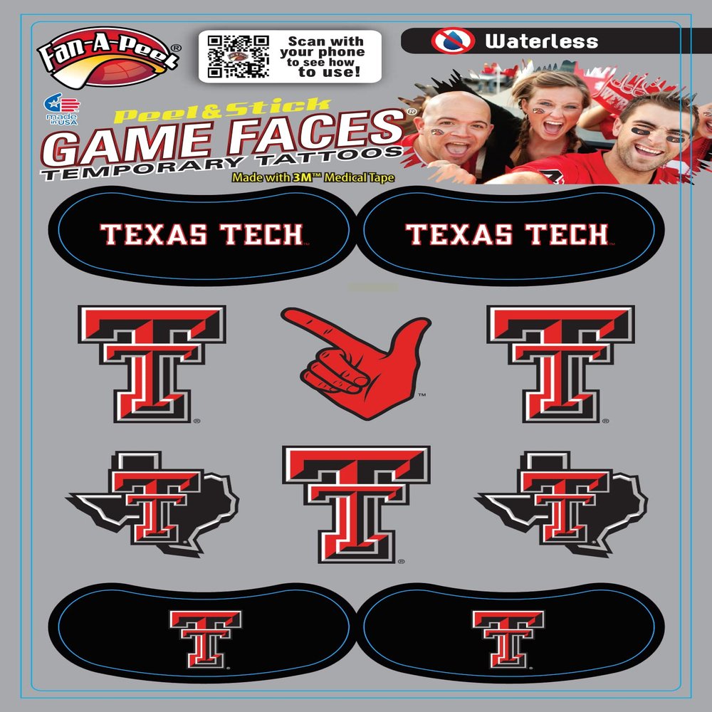 Innovative Adhesives TEXAS TECH Multiuse Combo Sheet Peel & Stick Tattoo-Sticker