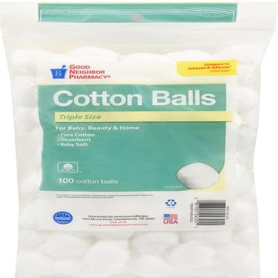 Good Neighbor Pharmacy Triple Size Cotton Balls, Pure Cotton, 100 Count, for Baby Beauty & Home