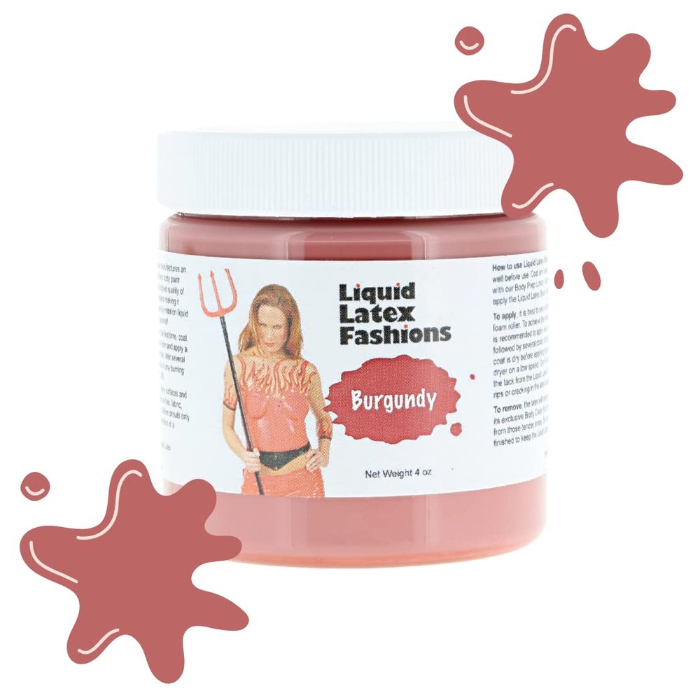 Burgundy 4 Oz - Liquid Latex Body Paint, Ammonia Free No Odor, Easy On and Off, Cosplay Makeup, Creates Professional Monster, Zombie Arts