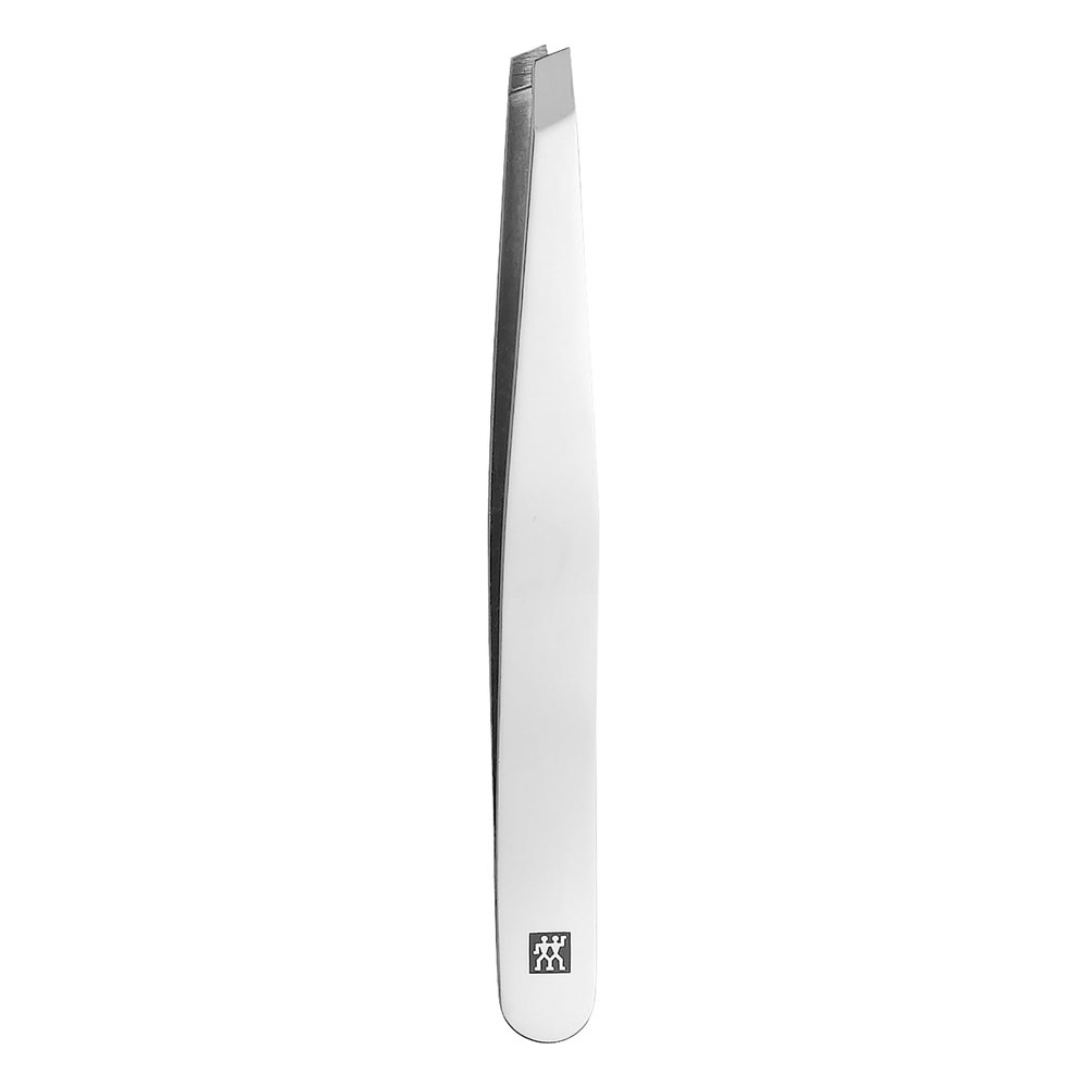 ZWILLING Slant Tweezer (plucking eyebrows, removing splinters, hand-finished, roughened tips), Polished, Silver, 3.5 inch