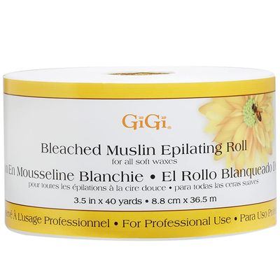 GiGi Bleached Muslin Epilating Roll for Soft Wax Professional Hair Removal Waxing Strip Roll, 40 Yards