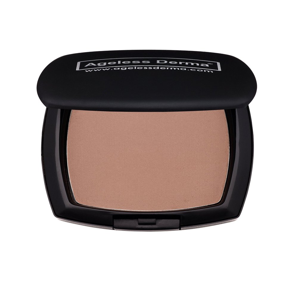 Ageless Derma Pressed Mineral Makeup Foundation Cocoa with Vitamin A, E and Green Tea. This Mineral Cosmetic Made in USA with No Paraben