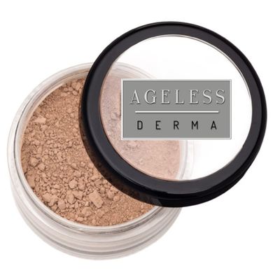 Ageless Derma Mineral Face Powder Makeup. Natural Full Coverage Loose Foundation with Vitamin and Green Tea. Made in USA