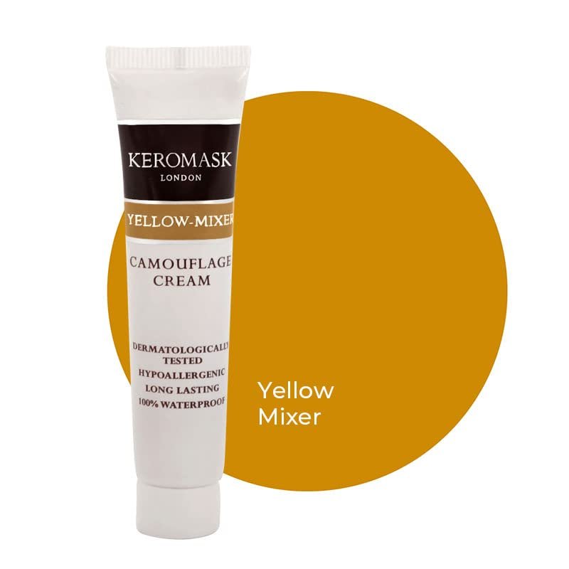 Keromask Full Coverage Concealer | Yellow Mixer | Camouflage Makeup | Waterproof Concealer | Hypoallergenic | Vitiligo, Tattoo, Rosacea, Tattoo Cover |24 Shades