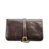 Maxwell Scott - Mens Luxury Leather Folding Hanging Toiletry Bag with Buckle Fastening and Hook - The Pratello Dark Brown view 1