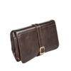 Maxwell Scott - Mens Luxury Leather Folding Hanging Toiletry Bag with Buckle Fastening and Hook - The Pratello Dark Brown view 2