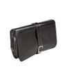Maxwell Scott - Mens Luxury Leather Folding Hanging Toiletry Bag with Buckle Fastening and Hook - The Pratello Black view 2