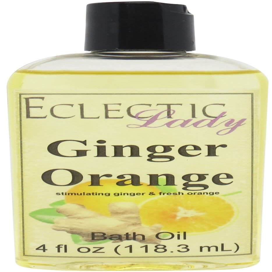 Ginger Orange Bath Oil, Scented Body Oil, Relaxing Bathing Oil, 4 oz