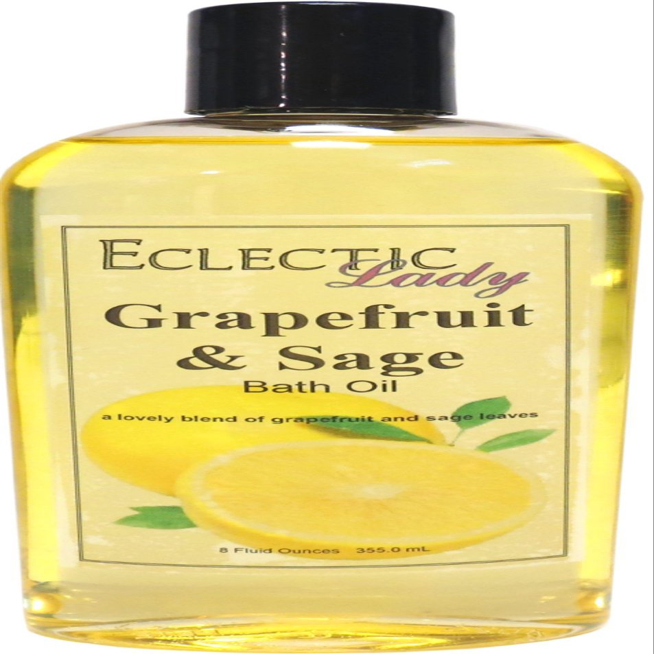 Grapefruit And Sage Bath Oil, Scented Body Oil, Relaxing Bathing Oil, 8 oz