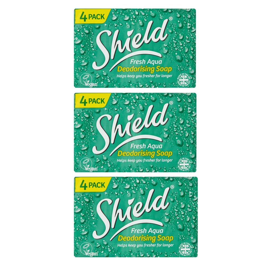 THREE PACKS of Shield Fresh Aqua Deodorising Soap by SHIELD