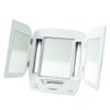 JERDON Modern Tri-Fold Makeup Mirror with Lights - Vanity Mirror with 5X Magnification & Multiple Light Settings - White Base - Model JGL10W view 1