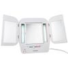 JERDON Modern Tri-Fold Makeup Mirror with Lights - Vanity Mirror with 5X Magnification & Multiple Light Settings - White Base - Model JGL10W view 4