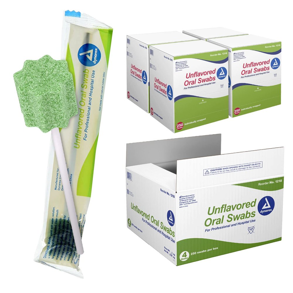 Dynarex 1218 Oral Swabstick, Unflavored, Pack of 1000