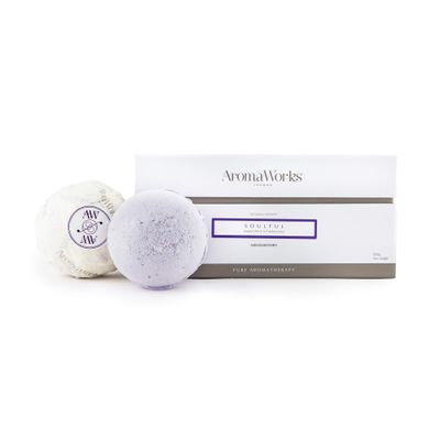 Aromaworks Soulful Aromabomb Duo - Lift Your Mind and Invigorate Your Senses - Features an Exotic, Woody Aroma - Key Ingredients of Juniper Berries, Patchouli and Frankincense - 2 X 8.81 Oz Bath Bomb