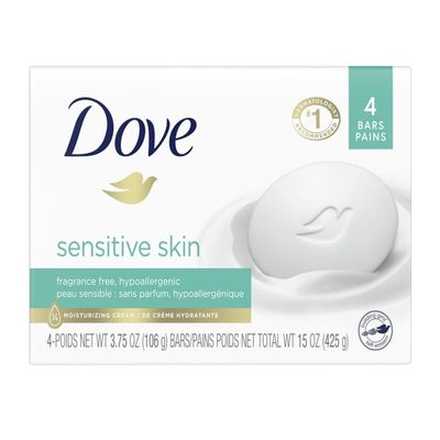 Case of Dove Sensitive Skin Unscented Moisturizing Cream Beauty Bars, 4.25 OZ (24 Total)