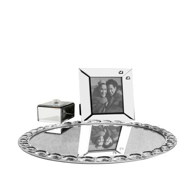Allure Vanessa Clear Jewel Accent Mirror Vanity Set, Clear