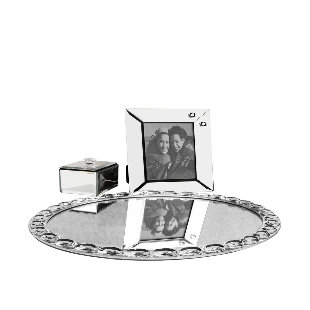 Allure Vanessa Clear Jewel Accent Mirror Vanity Set, Clear