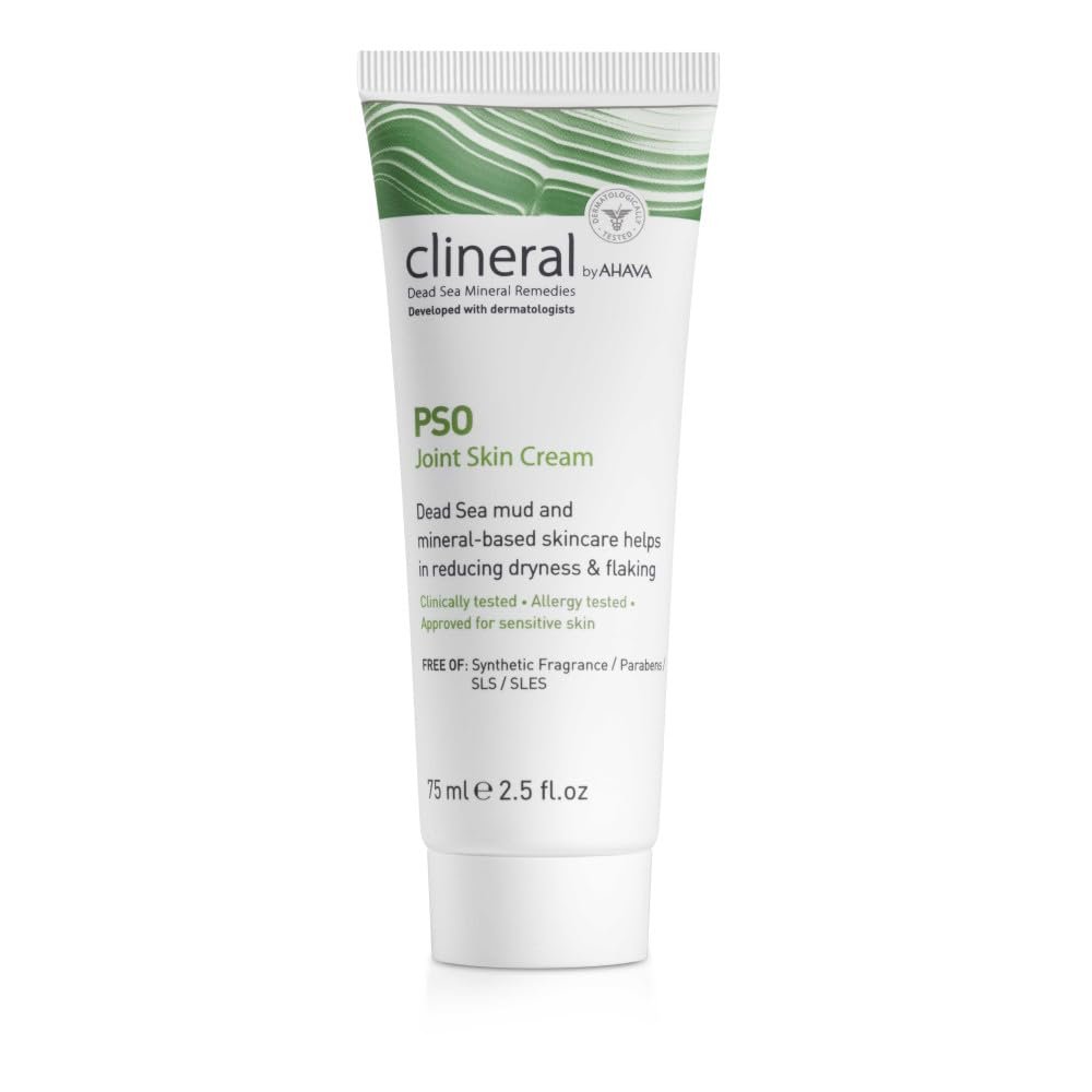 AHAVA Clineral Pso Joint Skin Cream - Reduce joint skin irritation, alleviates dryness & irritations, hydrates areas around the joints, with Osmoter, Dead Sea Mud & Aloe Vera & Shea Butter, 2.5 Fl Oz