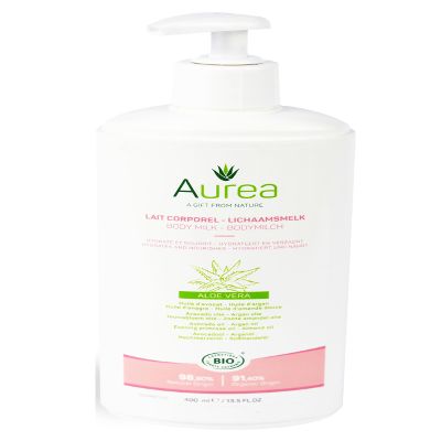 Aurea Aloe Vera Body Milk - Enriched With Soothing Aloe Vera - Restores The Skin's Suppleness And Elasticity - Naturally Hypoallergenic - Non-Greasy - Suitable For All Skin Types - 13.5 Oz
