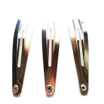 100 Pcs Silver Tone Hair Snap Clips Findings Size 50 mm