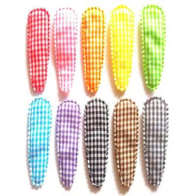 100 Pcs Assorted Colors Gingham Hair Clip Covers accessories Size 55 Mm