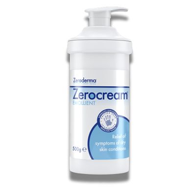 Zeroderma Zerocream Emollient Cream 2-in-1 Moisturiser & Soap Substitute, for Eczema, Psoriasis & Dry Skin Conditions. Hydrating Relief for Flaking Skin, 500g