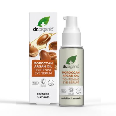 Dr. Organic Moroccan Argan Oil Eye Serum | Instant Tightening, Tagrets Fine Lines and Wrinkles, Hydrating, Natural, Certified Organic, Cruelty-Free, Paraben & SLS-Free, 15 mL / .5 fl oz