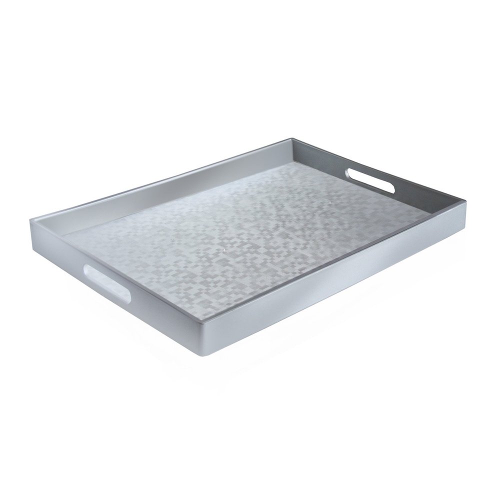 Accents by Jay Rectangle Mosaic Tray, Silver
