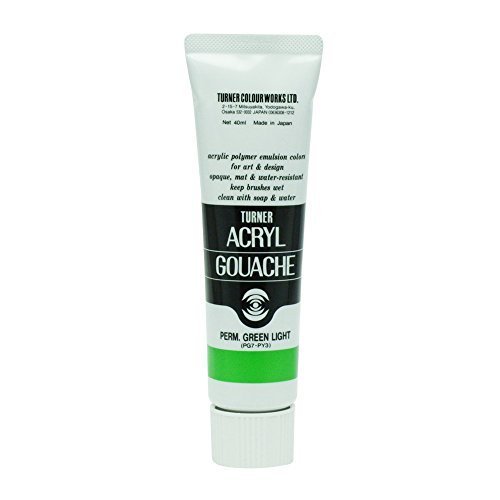 Turner Color AG040042 Acrylic Gouache Permanent Green Light 1.4 fl oz (40 ml) (No. 9)