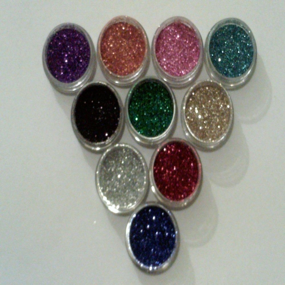 10 x Body Art Glitter Color pots - 5 Grams Each red Blue Black Green Silver Gold Purple Blue Orange Pink