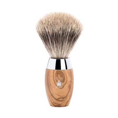 MHLE KOSMO Olive Wood Fine Badger Shaving Brush
