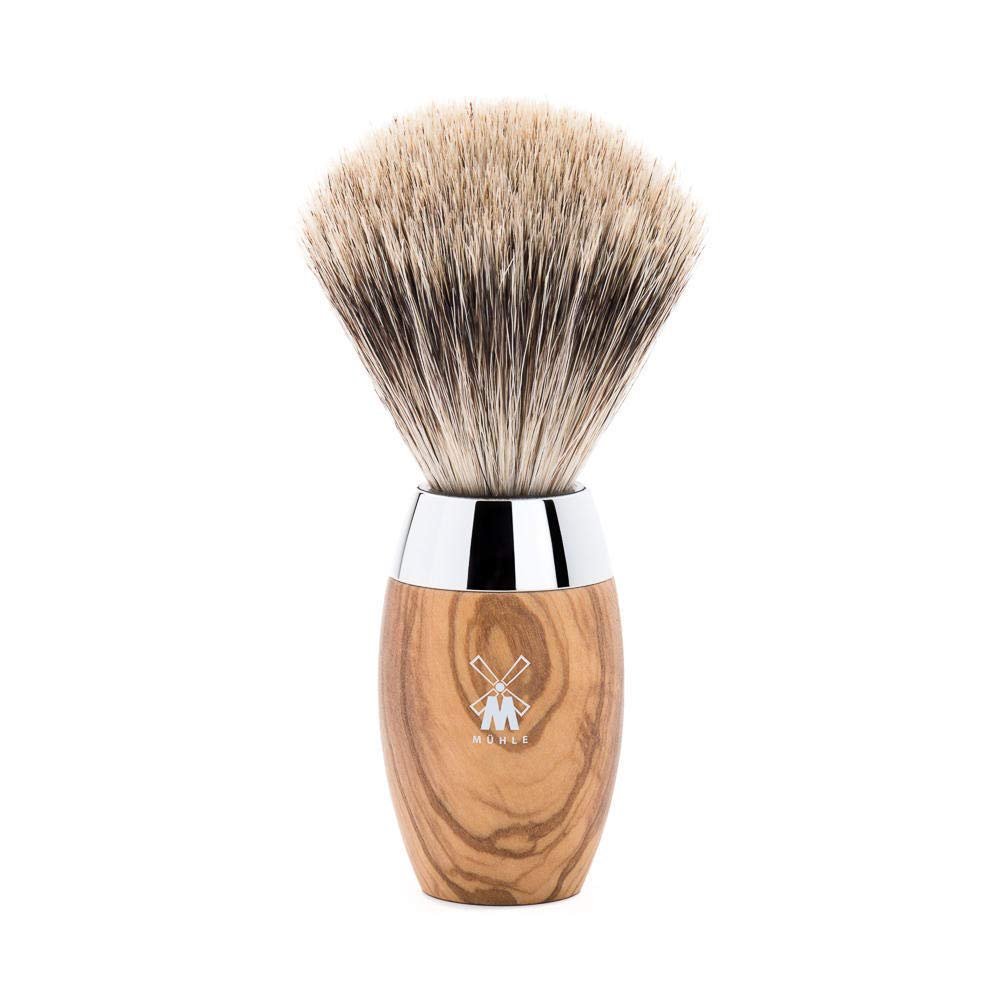 MHLE KOSMO Olive Wood Fine Badger Shaving Brush