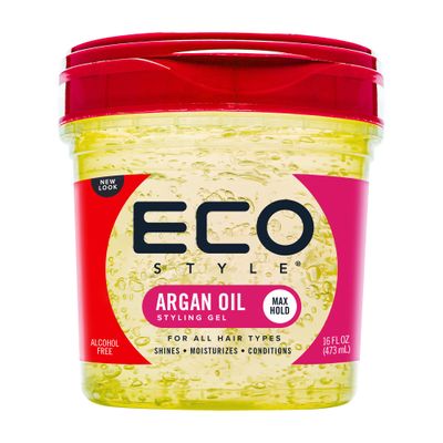 Eco Style Ecoco Gel - Argan Oil - 100% Pure Olive Oil - Promotes Healthy Hair - Nourishes And Repairs Hair - Long-Lasting Shine - 10/10 Maximum Hold - Tames Frizzy Hair - For All Hair Types - 16 Oz