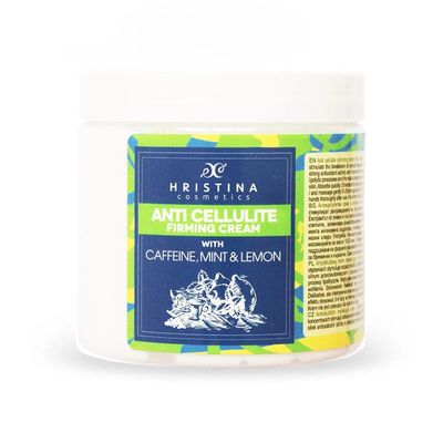 Anti Cellulite Cream with Caffeine, Mint and Lemon with Draining and Firming Skin Effect 200ml by Hristina Cosmetics