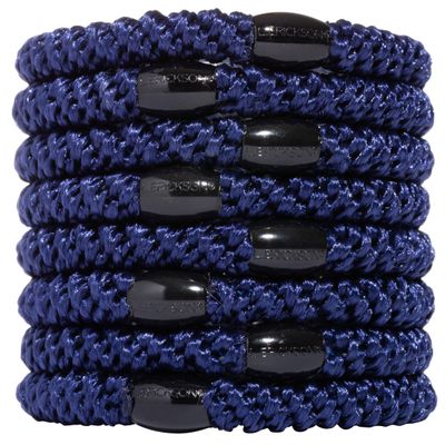 Blue Hair Ties for Thick Hair, Grab & Go Ponytail Holders, 8 Pack, Navy, Thick No-Crease Bands with Strong Hold, Damage-Free Design, Timeless Sleek Finish | L. Erickson