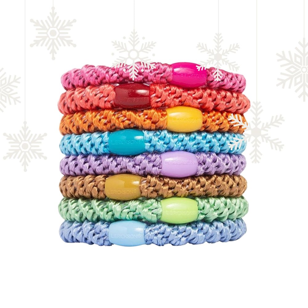 Colorful Hair Ties for Thick Hair, Grab & Go Ponytail Holders, 8 Pack, Spring, Thick No-Crease Bands with Strong Hold, Damage-Free Design, Cheerful Seasonal Mix | L. Erickson