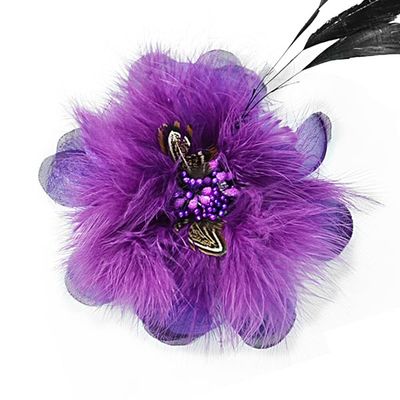 Expo International Sonia Feather Brooch and Hairclip | Purple