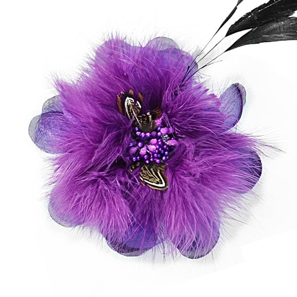 Expo International Sonia Feather Brooch and Hairclip | Purple
