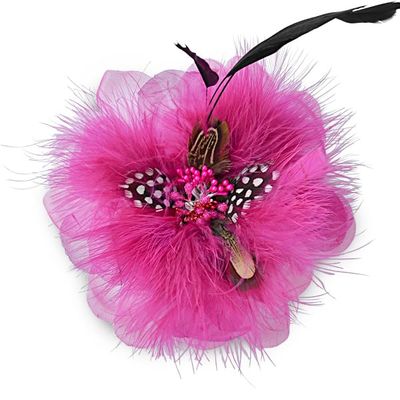 Expo International Sonia Feather Brooch and Hairclip | Fuchsia